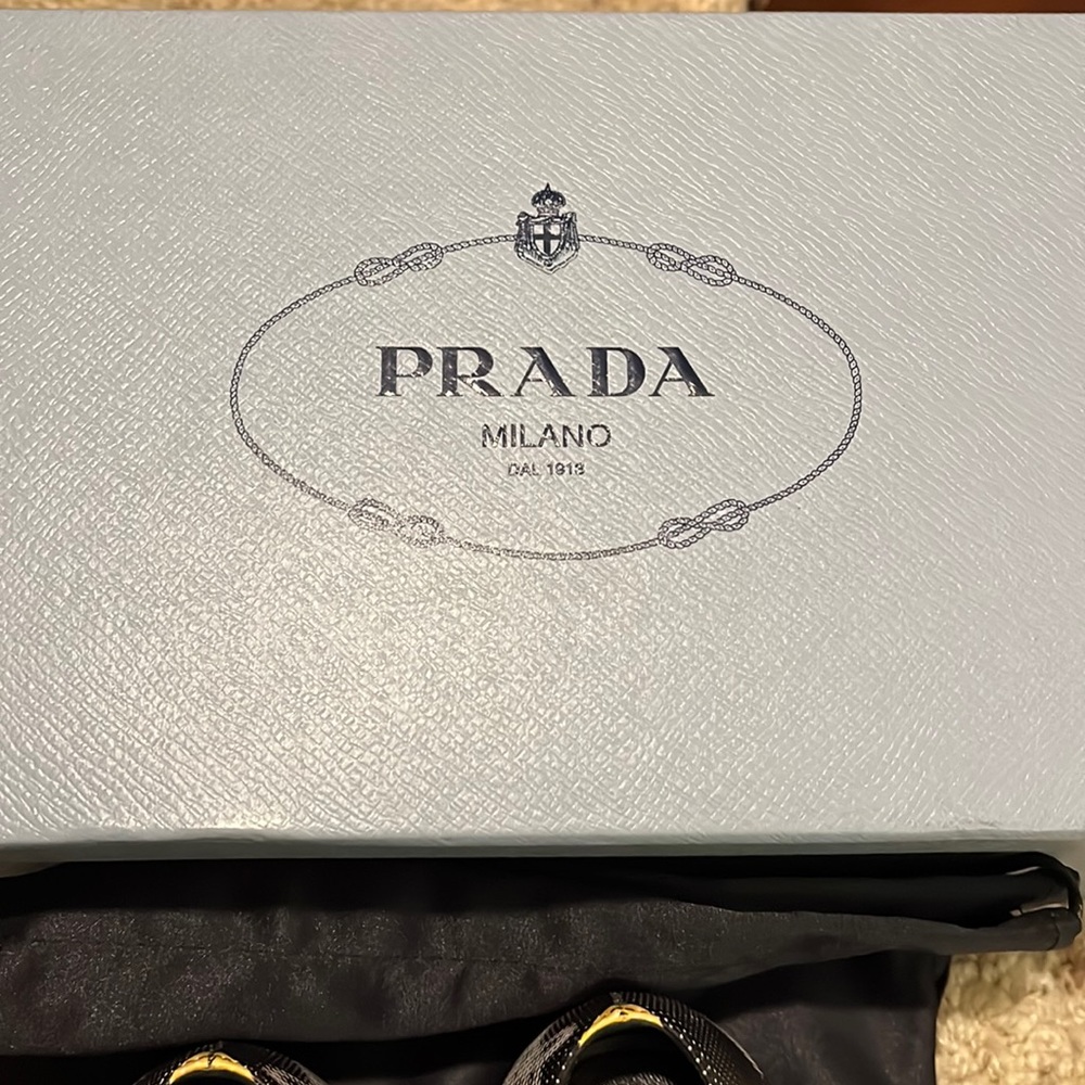 Prada used black graffiti point toe flats